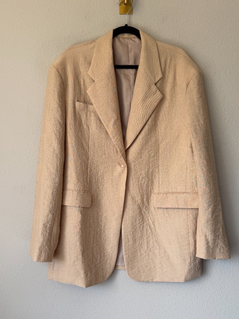The Nkc Store Beige Oversized Linen Workwear Blazer — image 3 of 7
